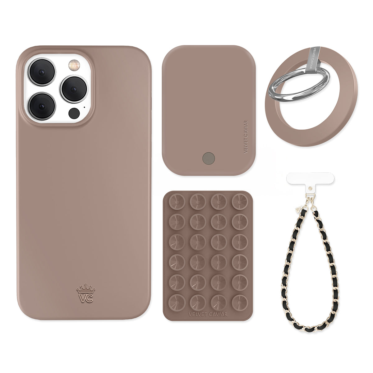 Premium Cashmere Taupe iPhone Case with Grip - Soft & Durable Protective Cover for iPhone 13/14/15 Pro Max - Perfect for Work, Travel & Everyday Use
