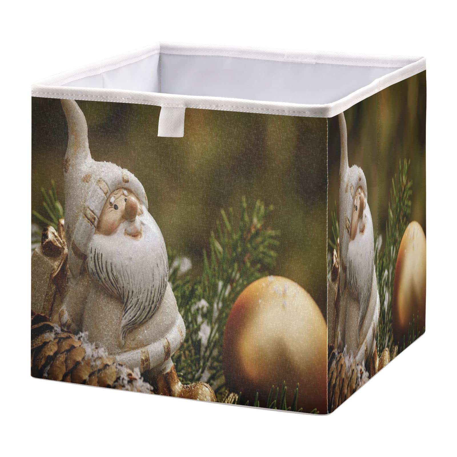 QUGRL Christmas Gnome Cube Storage Bins - 11x11 Inch Fabric Organizer Basket for Clothes, Toys & Home Decor | Perfect for Shelves, Closet, Cabinet, Office, Dorm & Bedroom Organization | Holiday & Year-Round Storage Solution