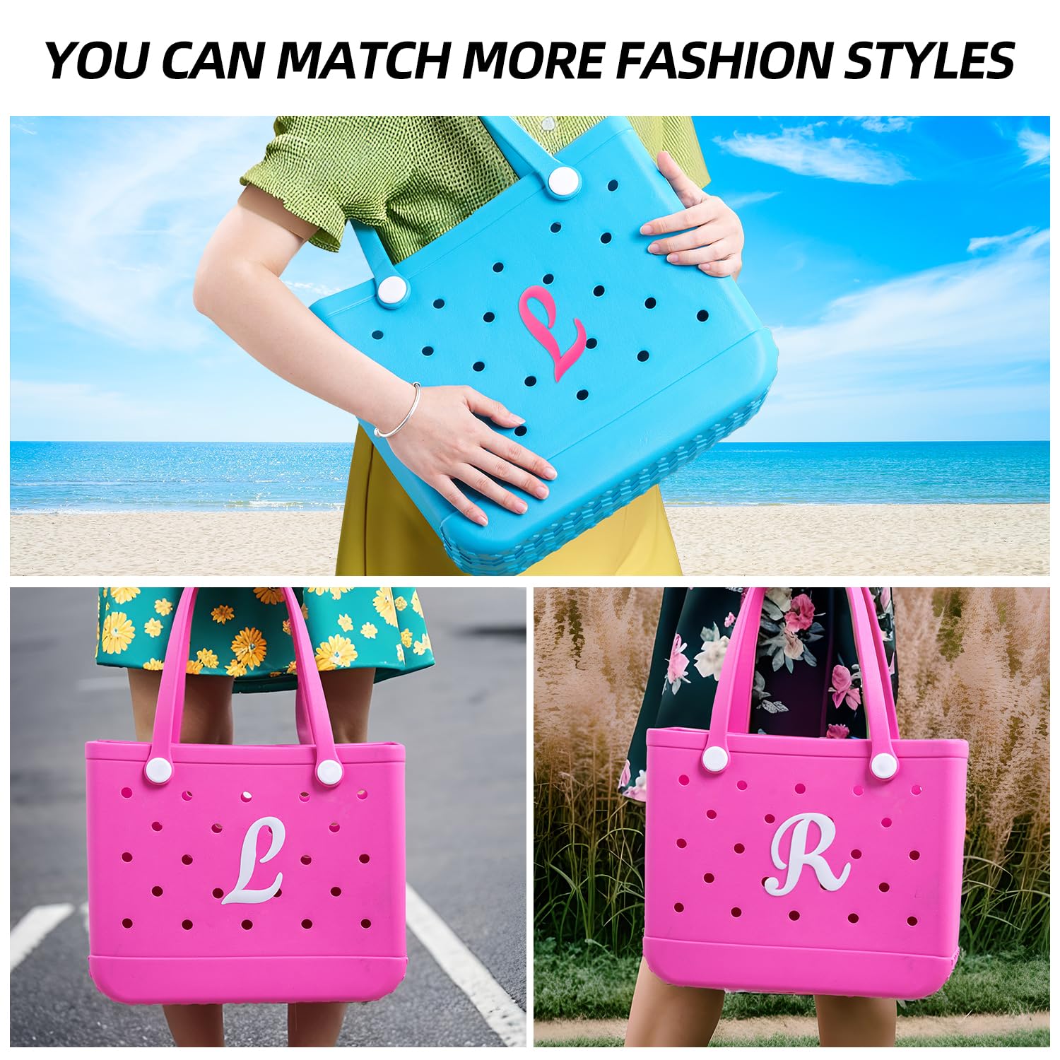 Personalized Bogg Bag Charms - Rubber Alphabet Letters for Customizing Beach Totes & Accessories | Perfect for Summer Vacations, Pool Parties & Beach Outings