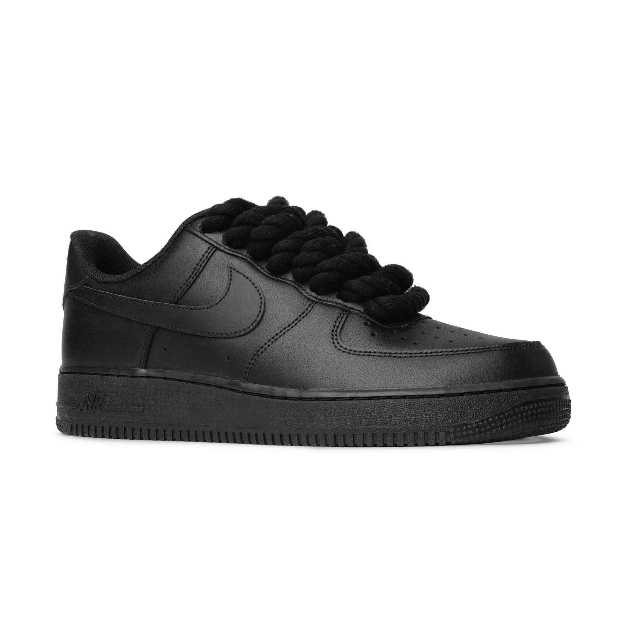 Nike Air Force 1 Low Rope Lace Black Sneakers for Girls (GS) - Stylish & Comfortable Basketball Shoes for School, Sports & Casual Wear
