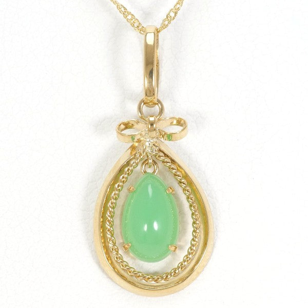 18K Yellow Gold Chrysoprase Necklace for Women - Elegant Green Gemstone Pendant Jewelry Gift for Birthday, Anniversary & Special Occasions