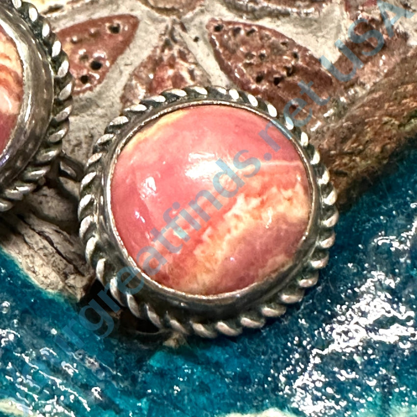 Sterling Silver Pink Rhodochrosite Clip-On Earrings for Women - Non-Pierced Elegant Jewelry Gift for Parties, Weddings & Special Occasions