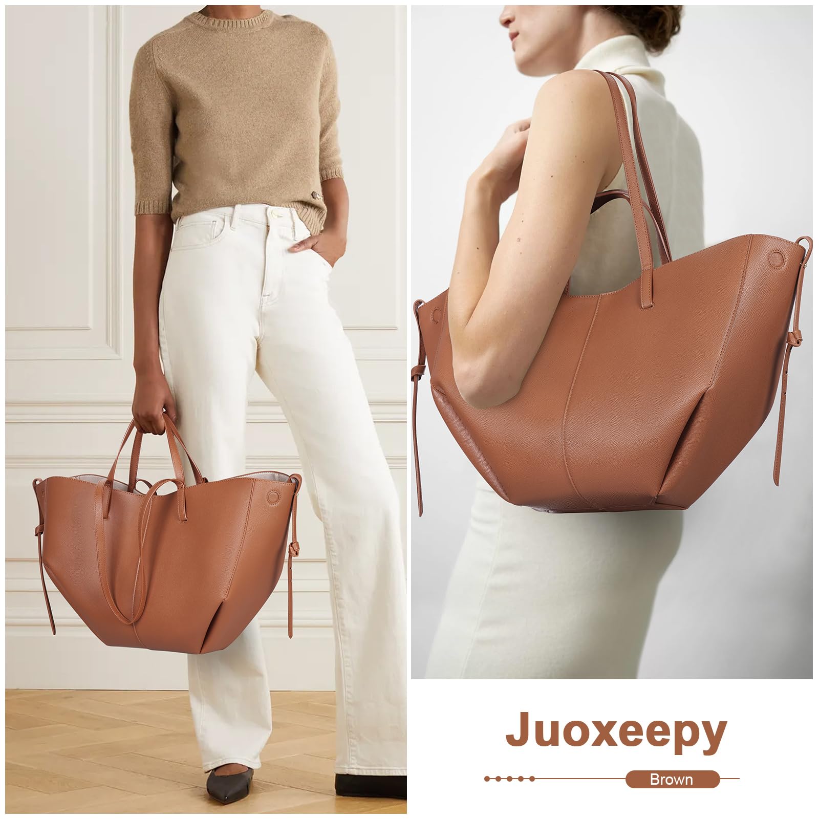 Stylish Faux Leather Tote Bag for Women - Professional Work Bag with Magnetic Closure | Trendy Handbag Purse for Office, Commute & Business Meetings