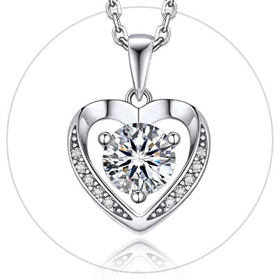 1 Carat Moissanite Heart Necklace for Women - Hypoallergenic 925 Sterling Silver Jewelry, Anniversary Birthday Gift for Wife Girlfriend - Perfect for Valentine's Day, Wedding, Proposal & Special Occasions