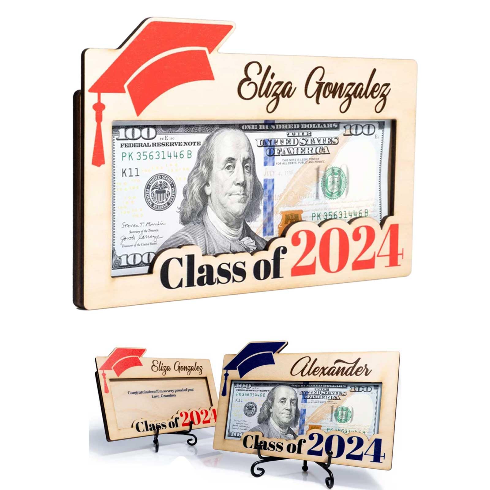 Personalized Wooden Graduation Money Clip - Custom Engraved 2024 Graduation Gift for Him/Her - Unique Cash Gift for Graduates - Perfect for High School & College Graduation Parties