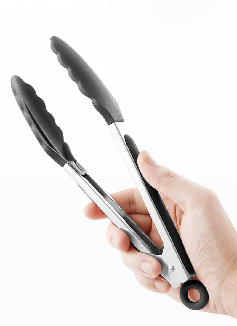 Heat-Resistant Silicone Kitchen Tongs - 9 Inch Non-Slip Grip with Soft Silicone Tips - Perfect for BBQ, Air Fryer, Frying, and Cooking - Ideal for Grilling, Serving Salads, and Handling Hot Foods Safely