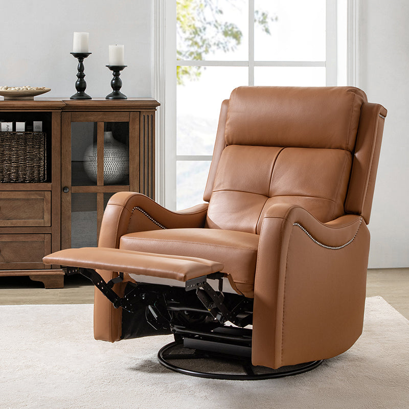 Amelia Genuine Leather Swivel Rocker Recliner Chair - Comfortable Living Room Furniture for Relaxing, Reading & Watching TV