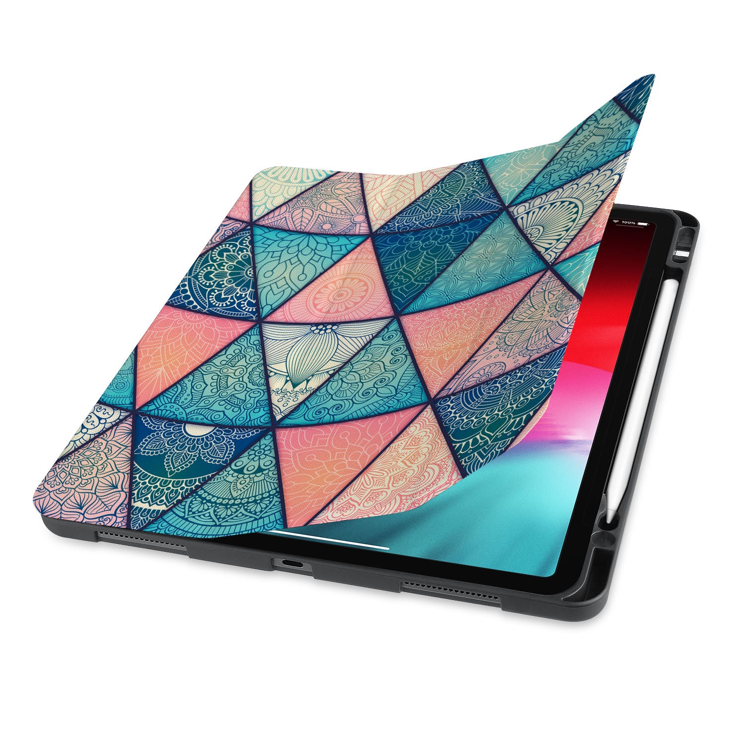 Premium iPad Trifold Case with Aztec Tribal Design - Slim Protective Cover for iPad Air/Pro (6th-10th Gen) - Perfect for Work, Travel & School Use