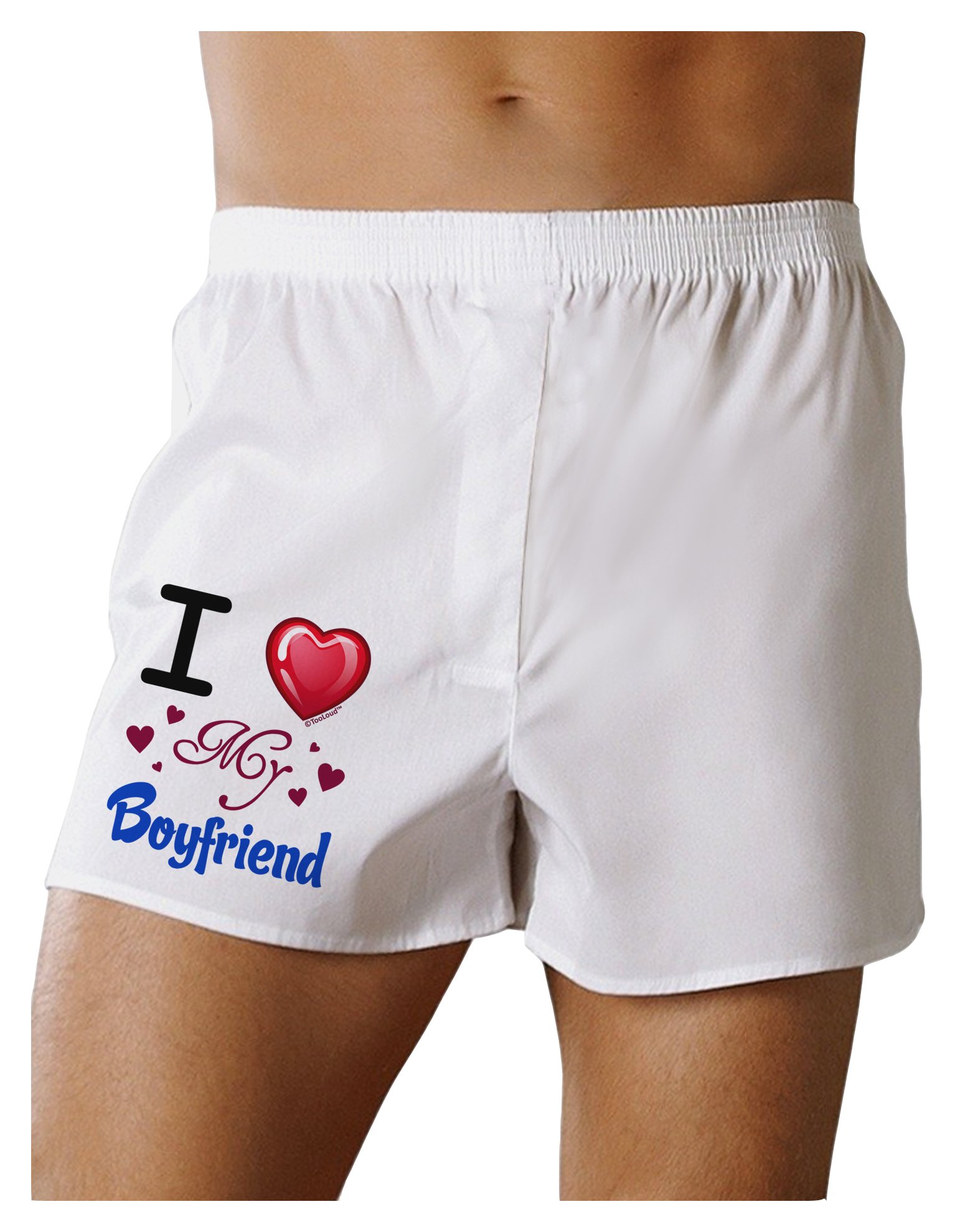 TOOLOUD I Love My Boyfriend Heart Print Boxer Shorts - Comfortable Cotton Underwear for Women, Cute Gift for Valentine's Day & Anniversary