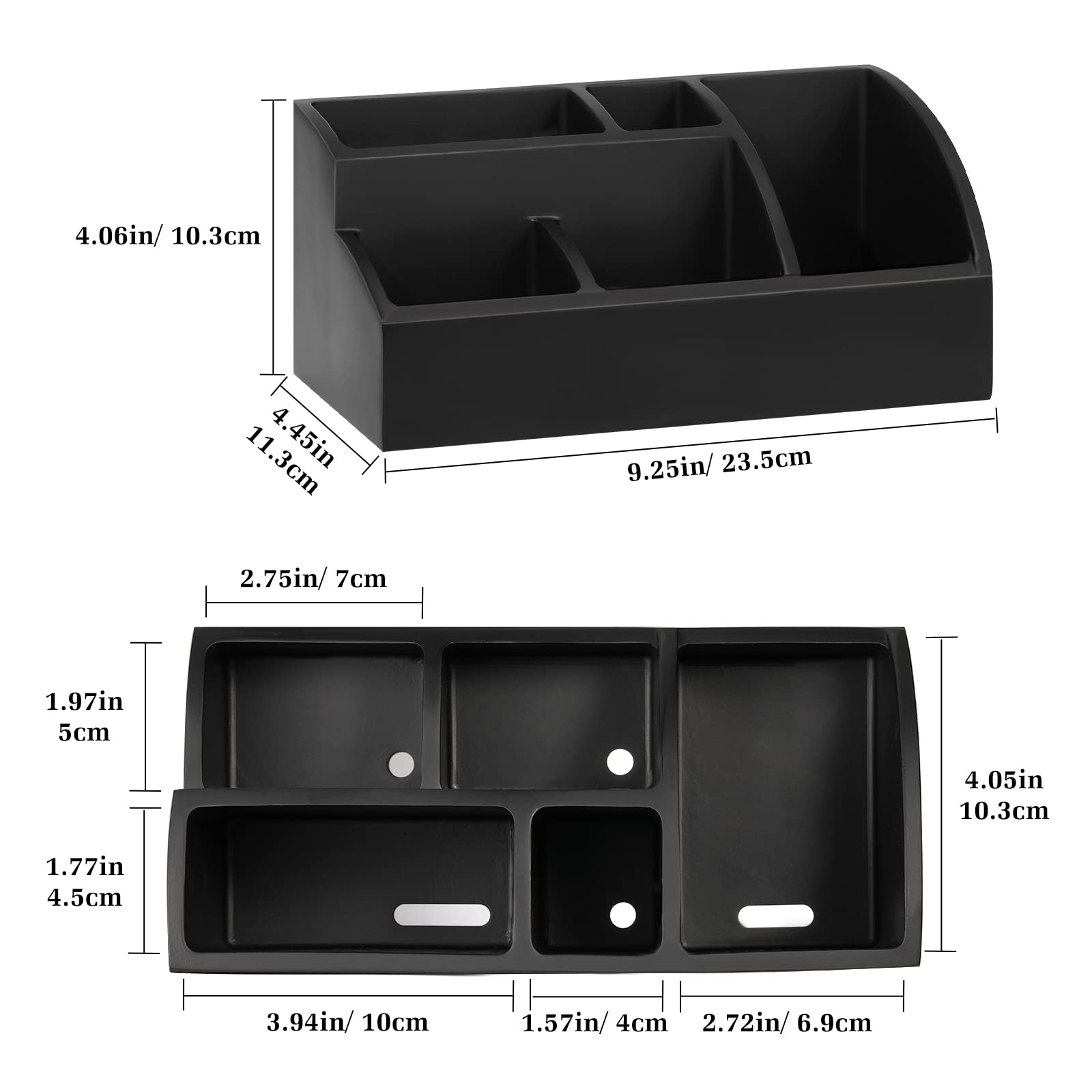 Luxspire 5-Slot Toothbrush Holder & Bathroom Counter Organizer - Marble Bathroom Storage for Toothbrush, Toothpaste & Essentials - Matte Black - Perfect for Vanity, Sink & Countertop Organization
