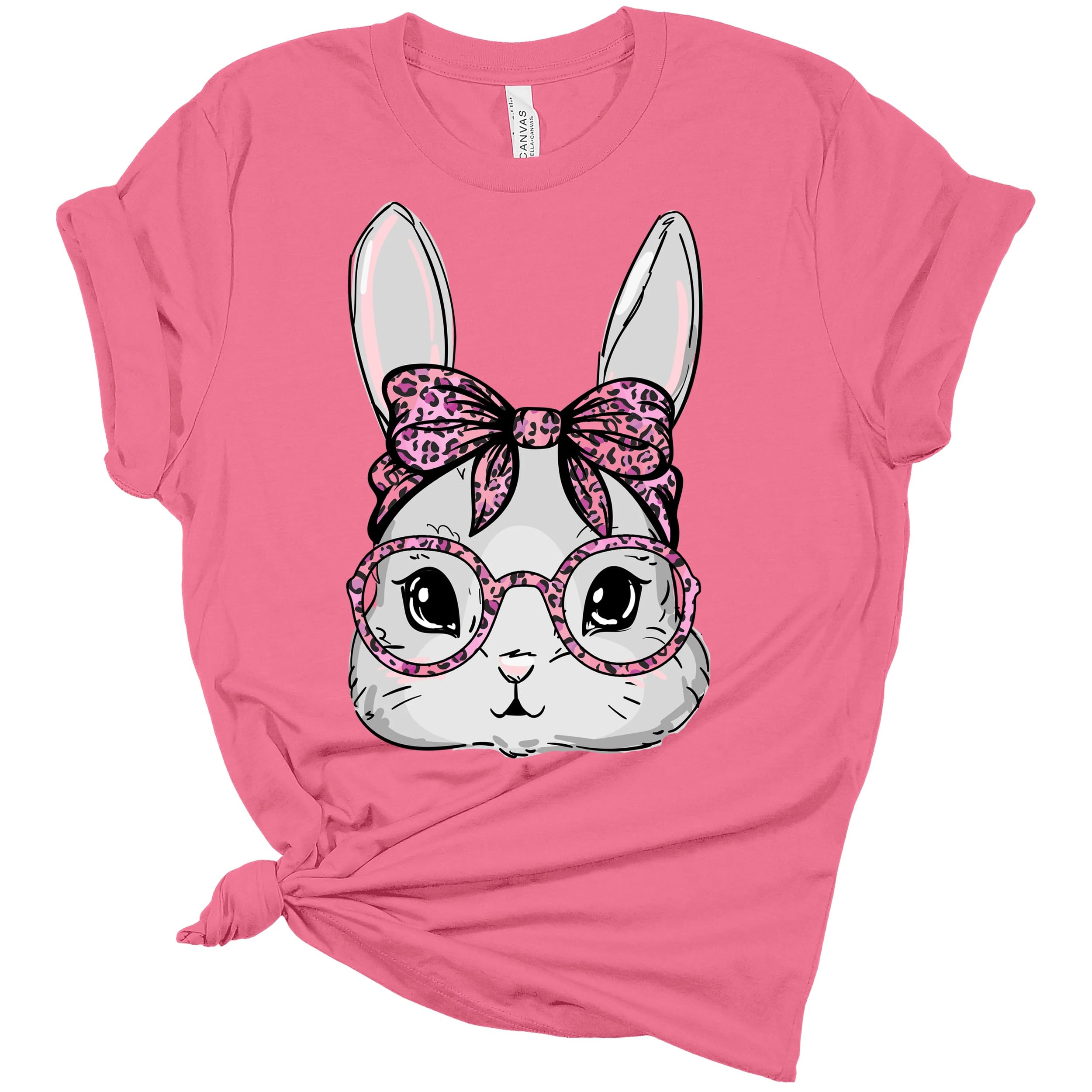 Women's Easter Bunny Face T-Shirt - Cute Funny Rabbit Graphic Tee for Easter Gifts & Spring Outfits | Perfect for Easter Parties, Family Gatherings & Casual Wear