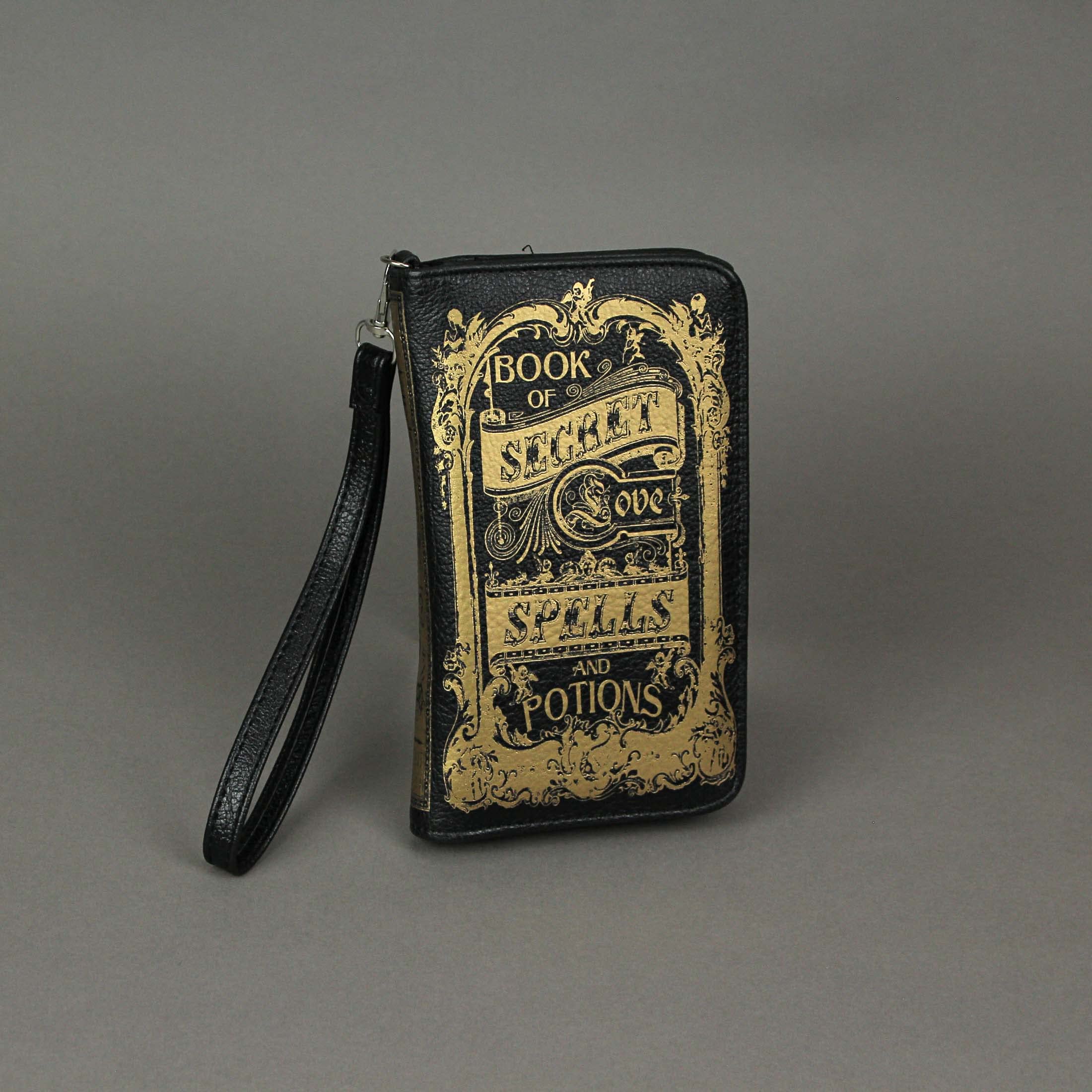 7 Inch Book Of Secrets Vinyl Wrist Wallet with Detachable Strap - ID Holder & Organizer for Travel, Concerts, and Everyday Use