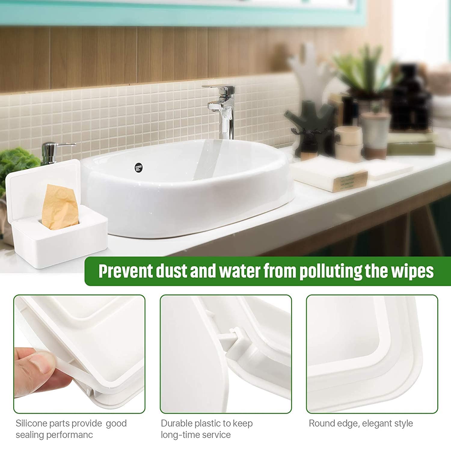 Plastic Wet Wipes Dispenser Box with Lid - Portable Storage Case for Baby Wipes, Napkins & Tissues | Bathroom, Nursery, Kitchen & Travel Organizer
