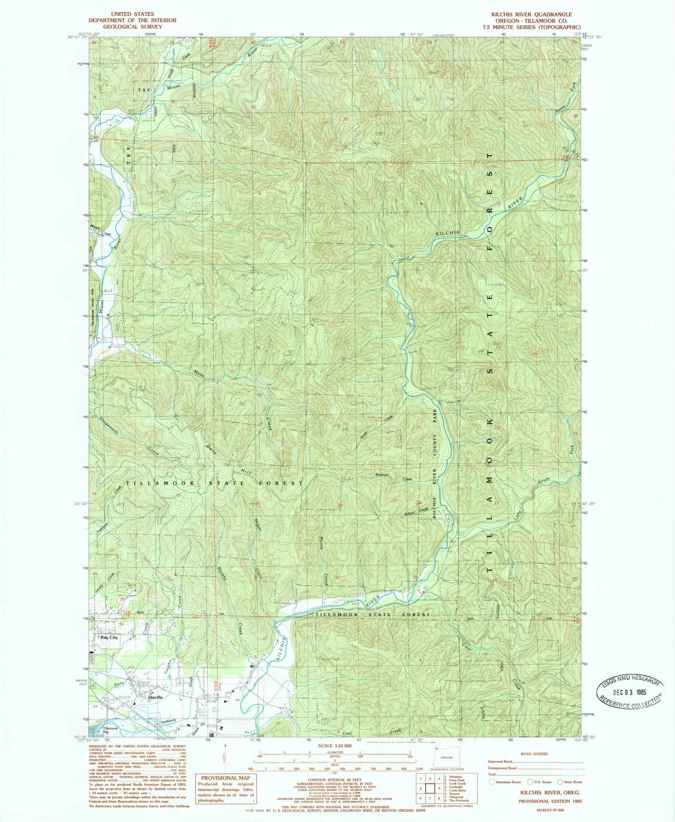 1985 Kilchis River Oregon USGS Historical Topographic Map - Vintage Wall Art Decor 44x55 Inches - Perfect for Home Office, Living Room & Classroom Geography Display