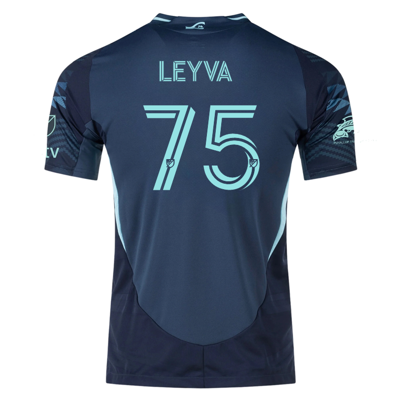 Adidas D. Leyva Seattle Sounders Authentic Away Jersey 25/26 with MLS Patches & Sponsor (Aura Ink) - Perfect for Soccer Games, Fan Events & Sports Collectibles
