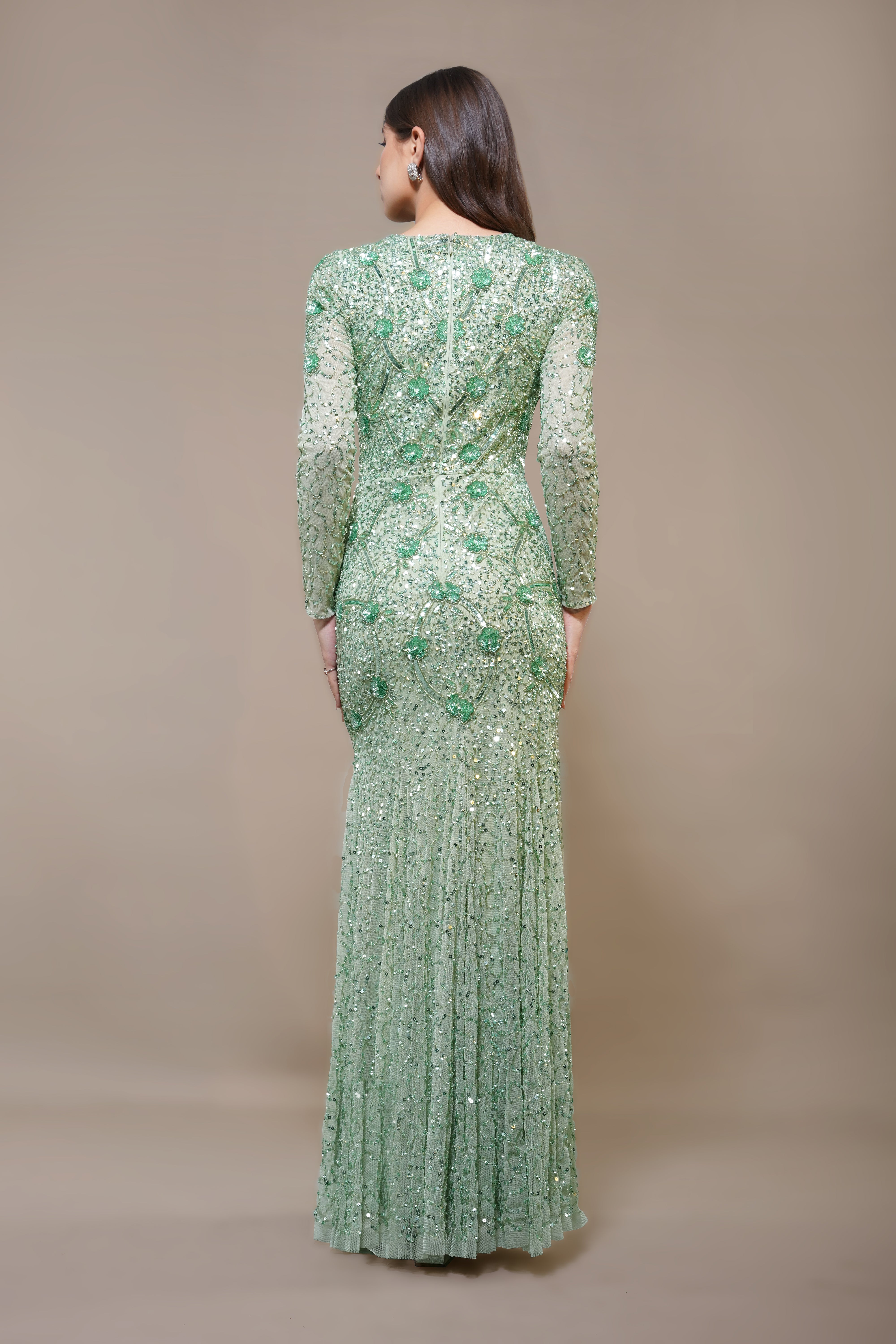 Zinnia Embellished Maxi Dress in Sage Green - Floral Bohemian Summer Dress for Women, Perfect for Beach Vacations, Weddings & Outdoor Parties