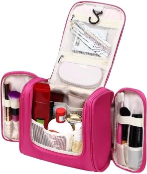 Waterproof Large Cosmetic Bag & Makeup Organizer for Women - Travel Toiletry Case with Shaving Kit, Pink (Perfect for Travel, Gym, and Daily Makeup Storage)