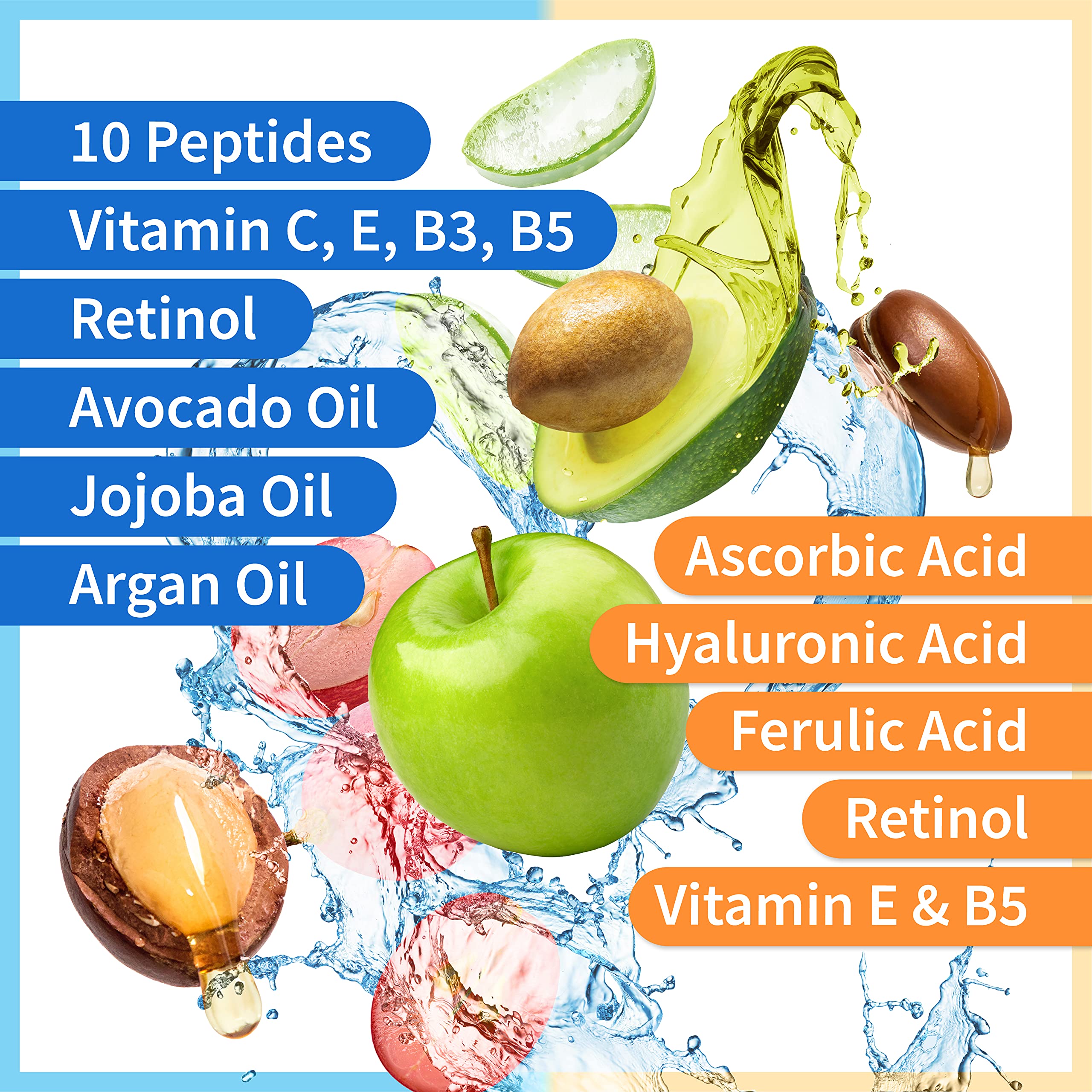 Ebanel 20% Vitamin C Serum + 2.5% Retinol Serum + Hyaluronic Acid Serum Bundle - Anti-Aging Skincare Set for Brightening, Wrinkles & Hydration - Perfect for Daily Facial Routine & Night Care