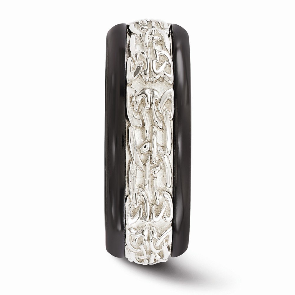 Sonia Jewels Black Titanium & 925 Sterling Silver 9mm Wide Men's Wedding Band Ring - Durable & Stylish for Everyday Wear, Anniversary Gifts, and Special Occasions