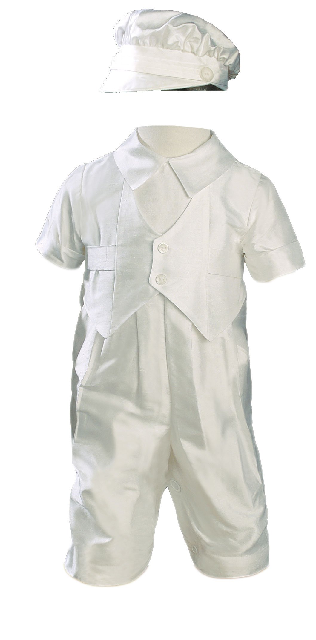 Silk Dupioni Christening Gown with Hat - Elegant Baptism Outfit for Baby Boys & Girls - Perfect for Church Ceremonies, Christenings, and Special Occasions