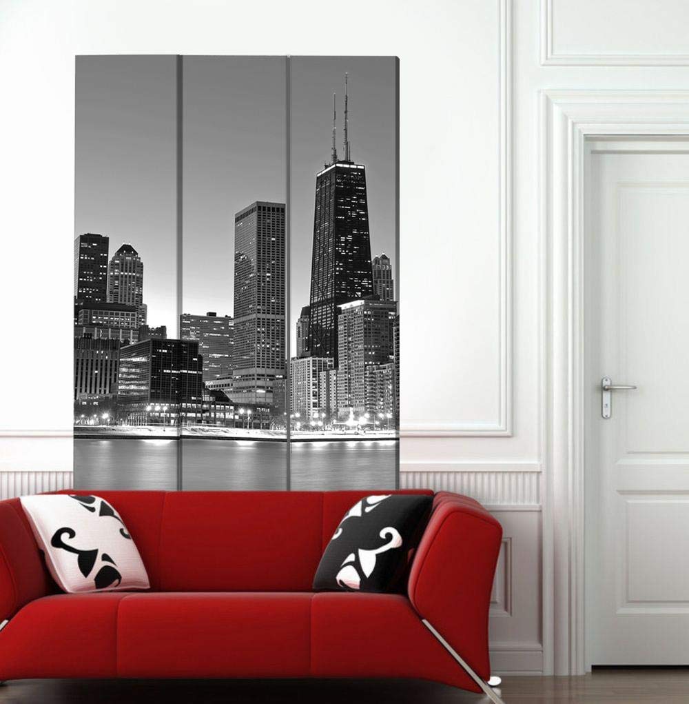 Chicago Room Divider Screen - 3-Panel Folding Privacy Partition for Home & Office - Perfect for Living Room, Bedroom, and Workspace Separation