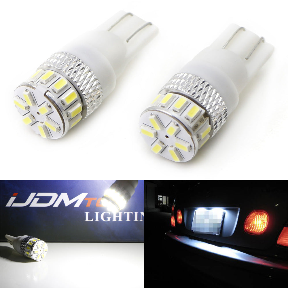 (2 Pack) Xenon White 360° 18 SMD LED Bulbs - Compatible with 168 194 2825 Car License Plate Lights - Super Bright Replacement Bulbs for Enhanced Night Visibility