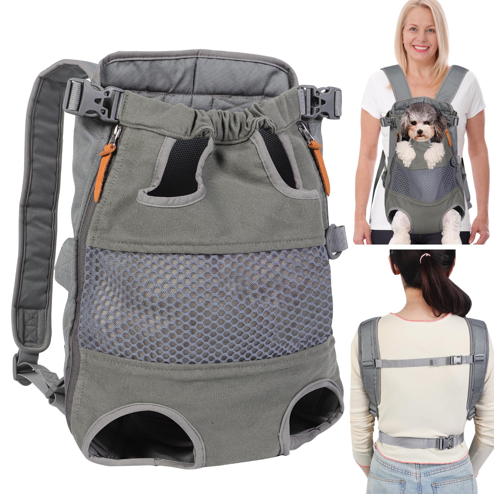 Airline Approved Dog Carrier Backpack - Hands-Free Pet Travel Bag for Small, Medium & Large Dogs with Legs Out Front Design | Breathable Canvas Mesh | Perfect for Hiking, Travel & Outdoor Adventures