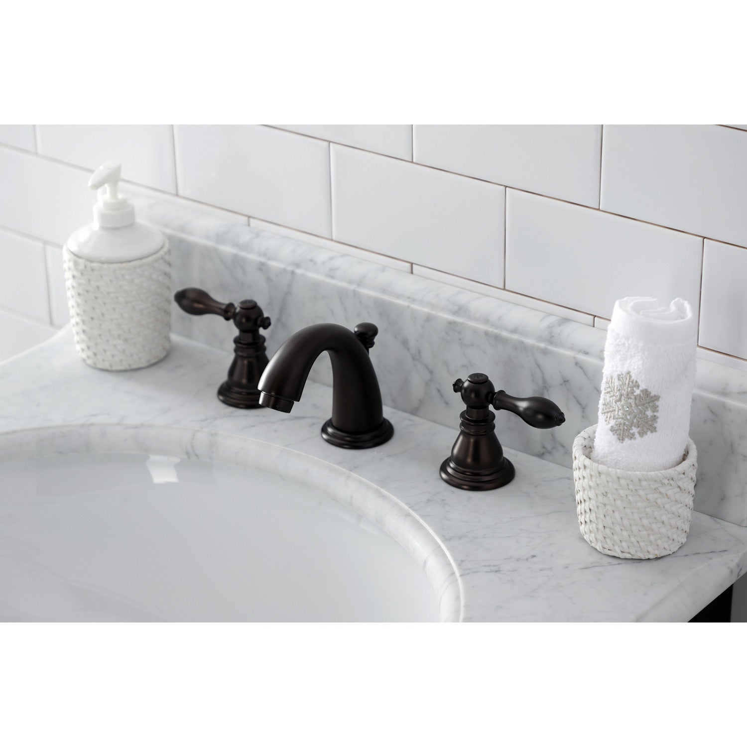 American Classic KB915ACL Oil Rubbed Bronze Widespread Bathroom Faucet - 2 Handle 3 Hole Deck Mount with Pop Up Drain - Perfect for Modern & Traditional Bathroom Vanities