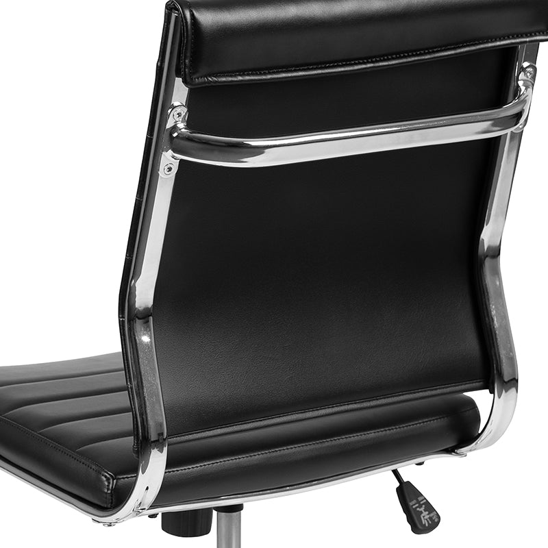 FLASH Hansel Mid Back Executive Office Chair - White LeatherSoft Upholstery, Ergonomic Swivel Design for Home & Office Workspace - Perfect for Desk Work, Conference Rooms & Professional Environments