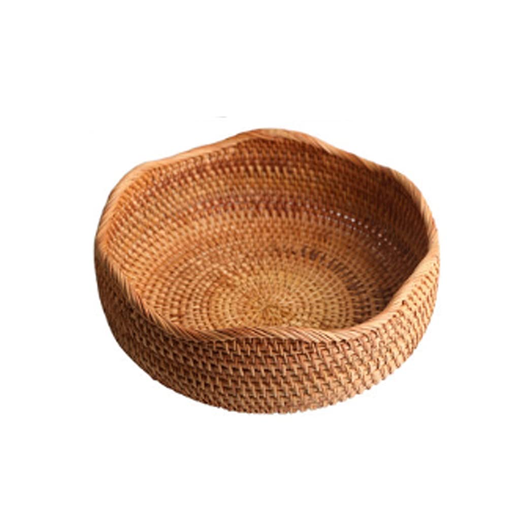 Handmade Woven Rattan Basket Tray - 25cm Bamboo Storage Basket for Snacks, Fruits & Home Decor | Perfect for Picnics, Kitchen Organizing & Gift Giving