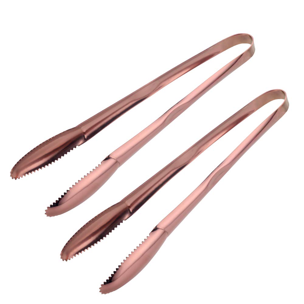 9 Inch Rose Gold Stainless Steel Serving Tongs - Set of 2 - Elegant BBQ, Salad, Buffet & Party Serving Utensils for Hosting & Entertaining