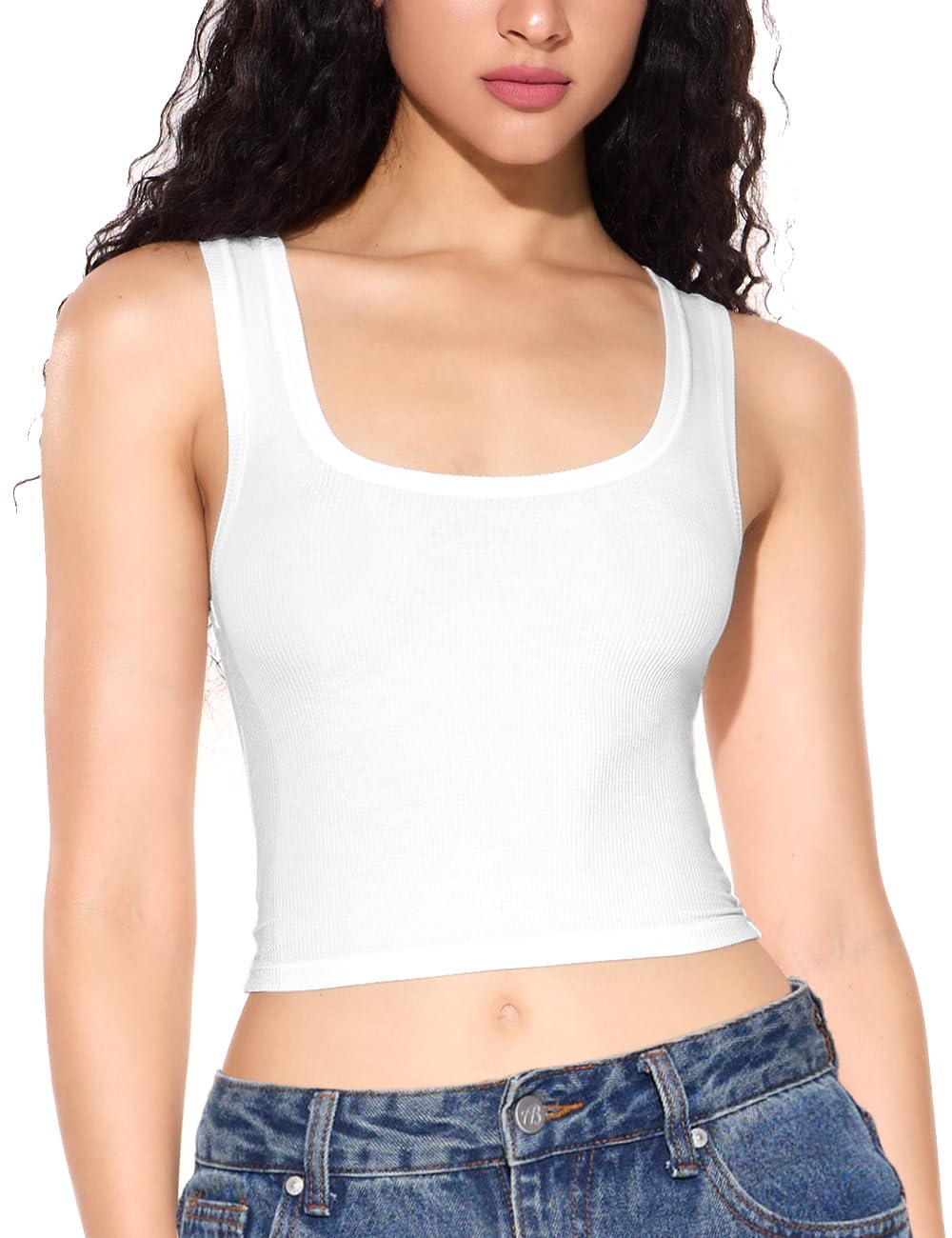 Women's Ribbed Sleeveless Crop Top - Scoop Neck Summer Tank Top for Casual Wear | Perfect for Beach Outfits, Yoga, and Everyday Fashion