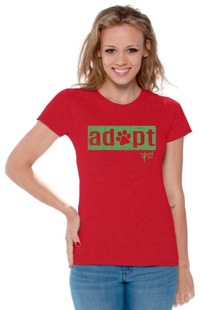 Awkwardstyles Women's Adopt Don't Shop T-Shirt - Cute Dog Lover Gift Tee with Free Bookmark - Perfect for Animal Rescue Supporters & Pet Adoption Awareness Events