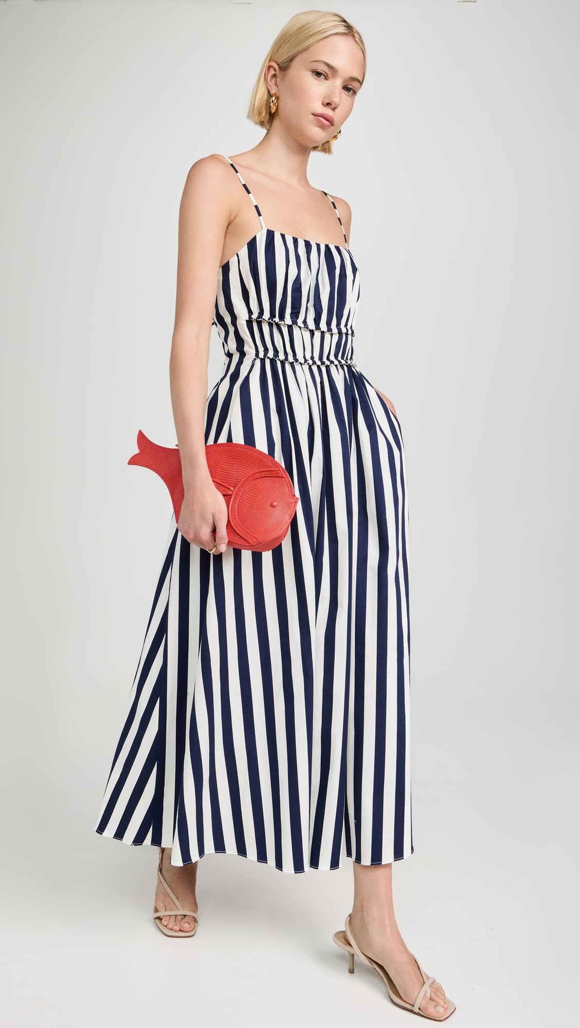English Factory Striped Sleeveless Maxi Dress - Women's Summer Beach Dress for Vacation, Party & Casual Wear