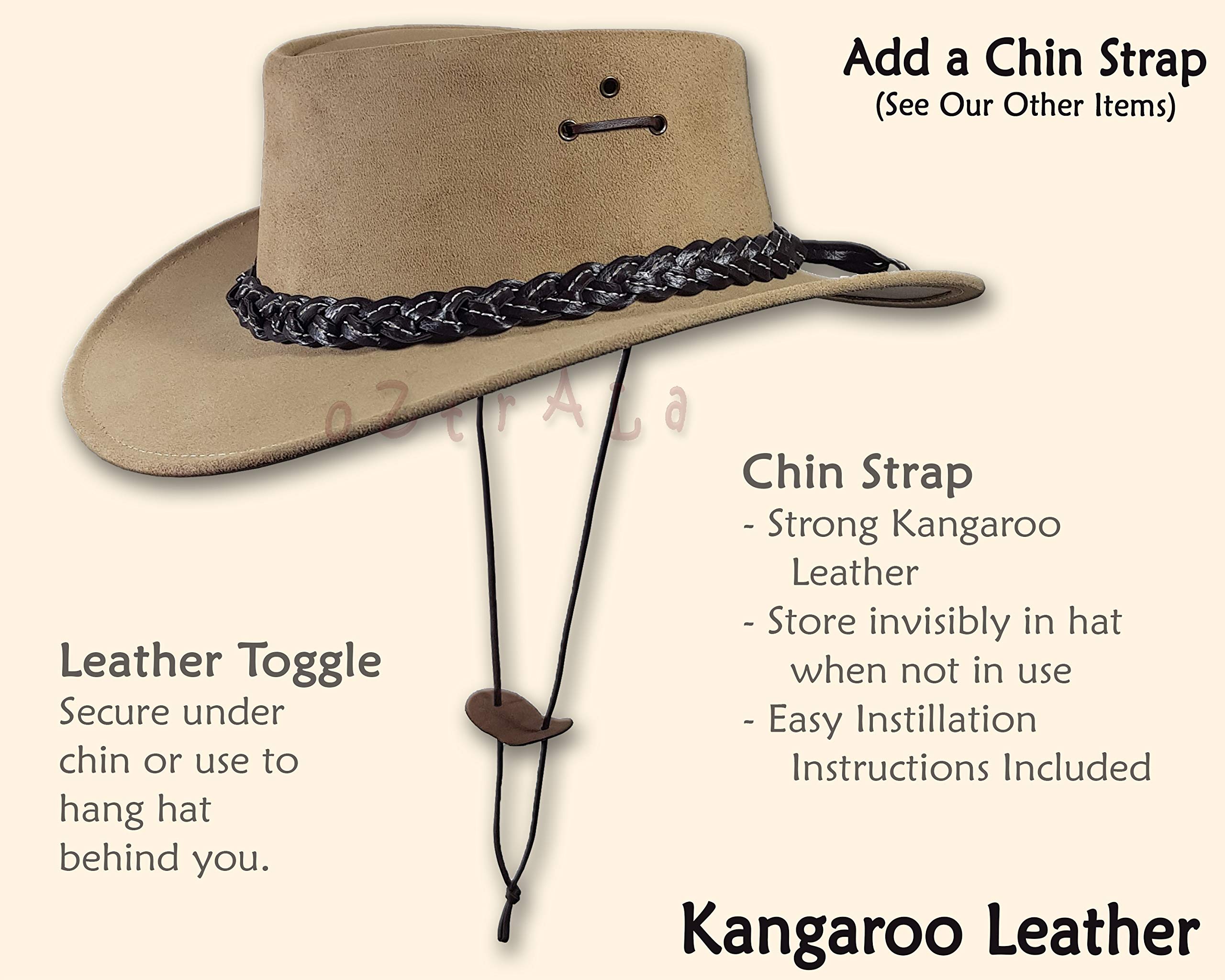 Oztrala Oilskin Canvas Cowboy Hat - Australian Outback Leather Bucket Hat for Men (Black) | Durable Waterproof Sun Protection for Outdoor Adventures, Hiking & Country Rides