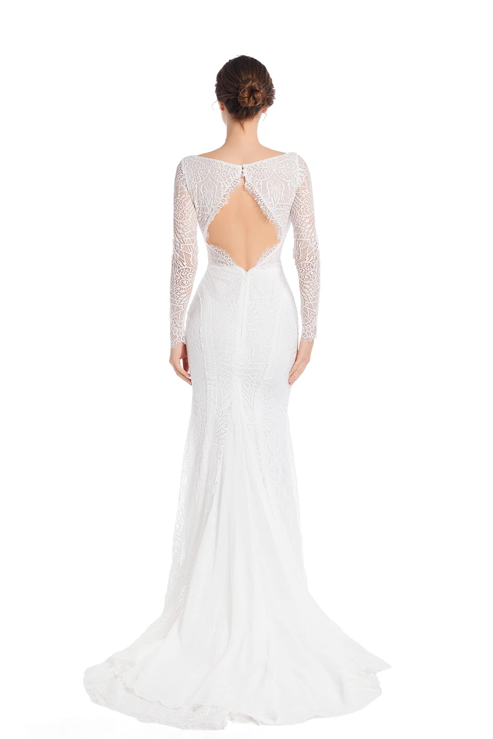 Elegant Mermaid Wedding Dresses for Bride - Boho Lace Long Sleeve Open Back Bohemian Gown | Perfect for Beach, Garden & Vintage Theme Weddings