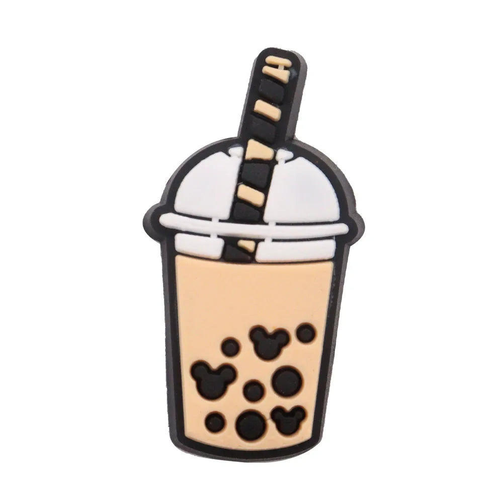 1PCS PVC Shoe Charms - Cute Bubble Tea Drink Rabbit Heart Sandals Decoration for Wristbands & Slippers | Fun Accessories for Kids, Girls Gift Ideas | Perfect for DIY Crafts, Party Favors & Fashion Styling