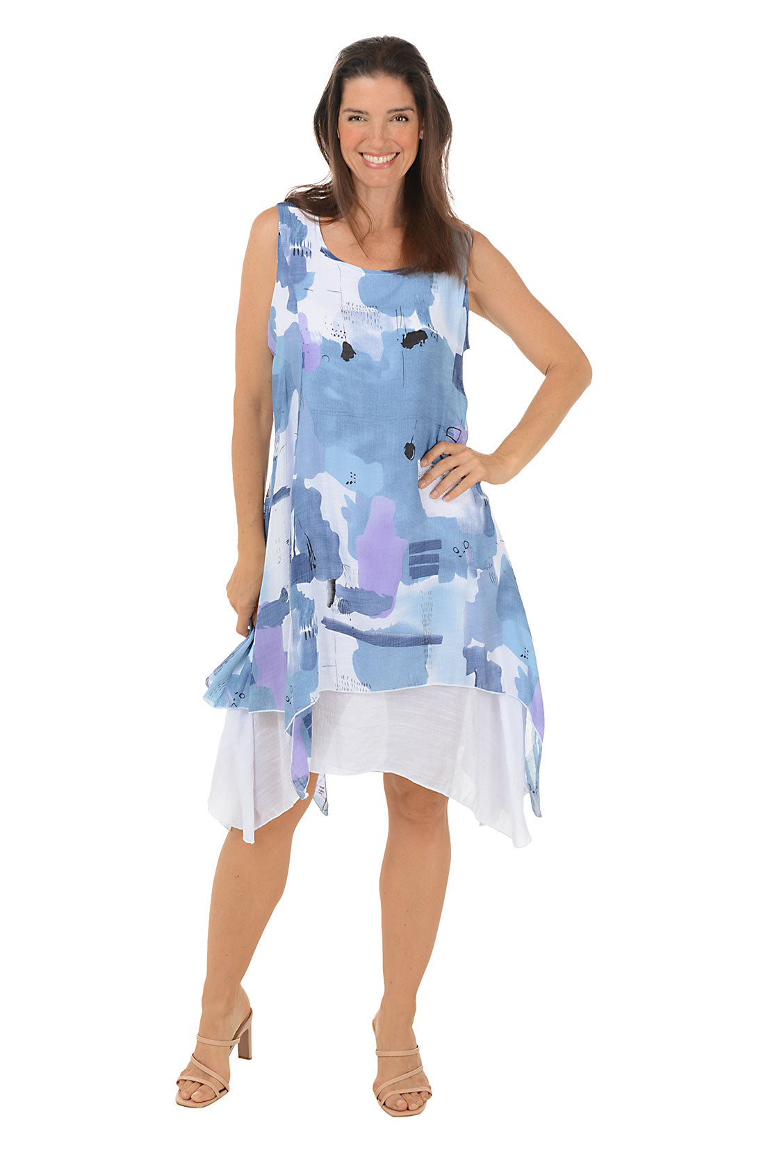 Elegant Layered Shark Bite Sleeveless Dress for Women - Summer Beach Party & Cocktail Night Outfits