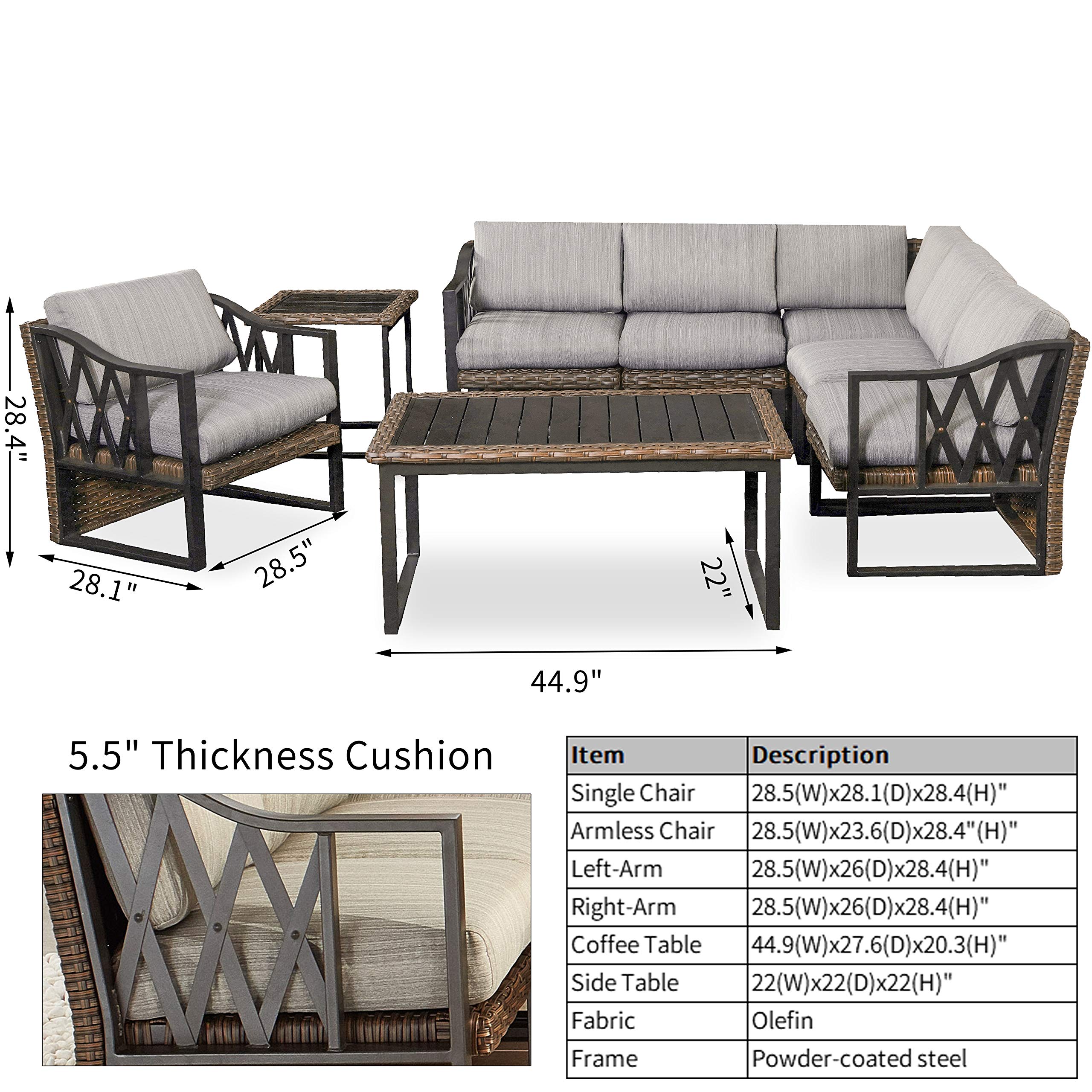 PatioFestival 5.5 Inch Cushioned Outdoor Conversation Set - All-Weather Wicker Furniture with Thick Cushions (8-Piece) for Backyard, Garden & Poolside Relaxation