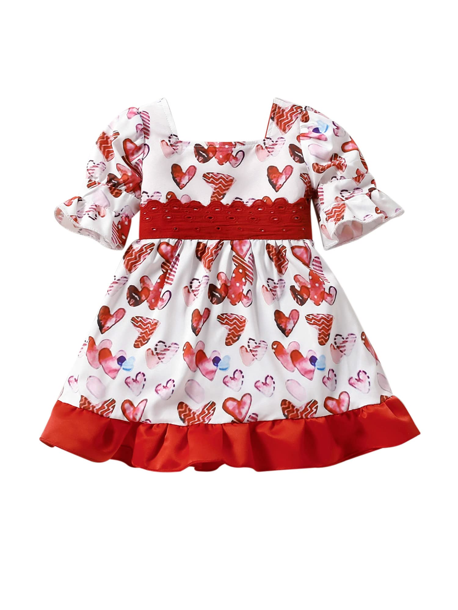 Valentine's Day Baby Girl Dress - Puff Sleeve Plaid Princess Party Outfit with Bowknot | Toddler & Infant Formal Wear for Holiday Photos, Birthday Parties & Special Occasions