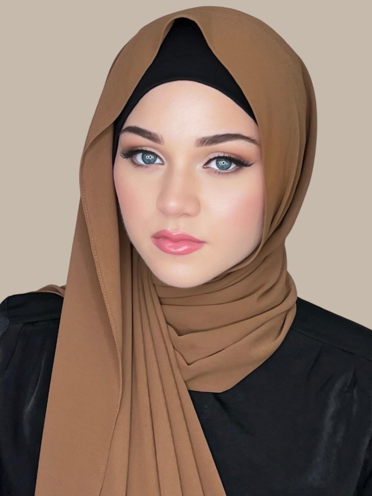 Elegant Rust Brown Chiffon Hijab - Soft & Lightweight Scarf for Women - Perfect for Daily Wear, Prayer, and Special Occasions