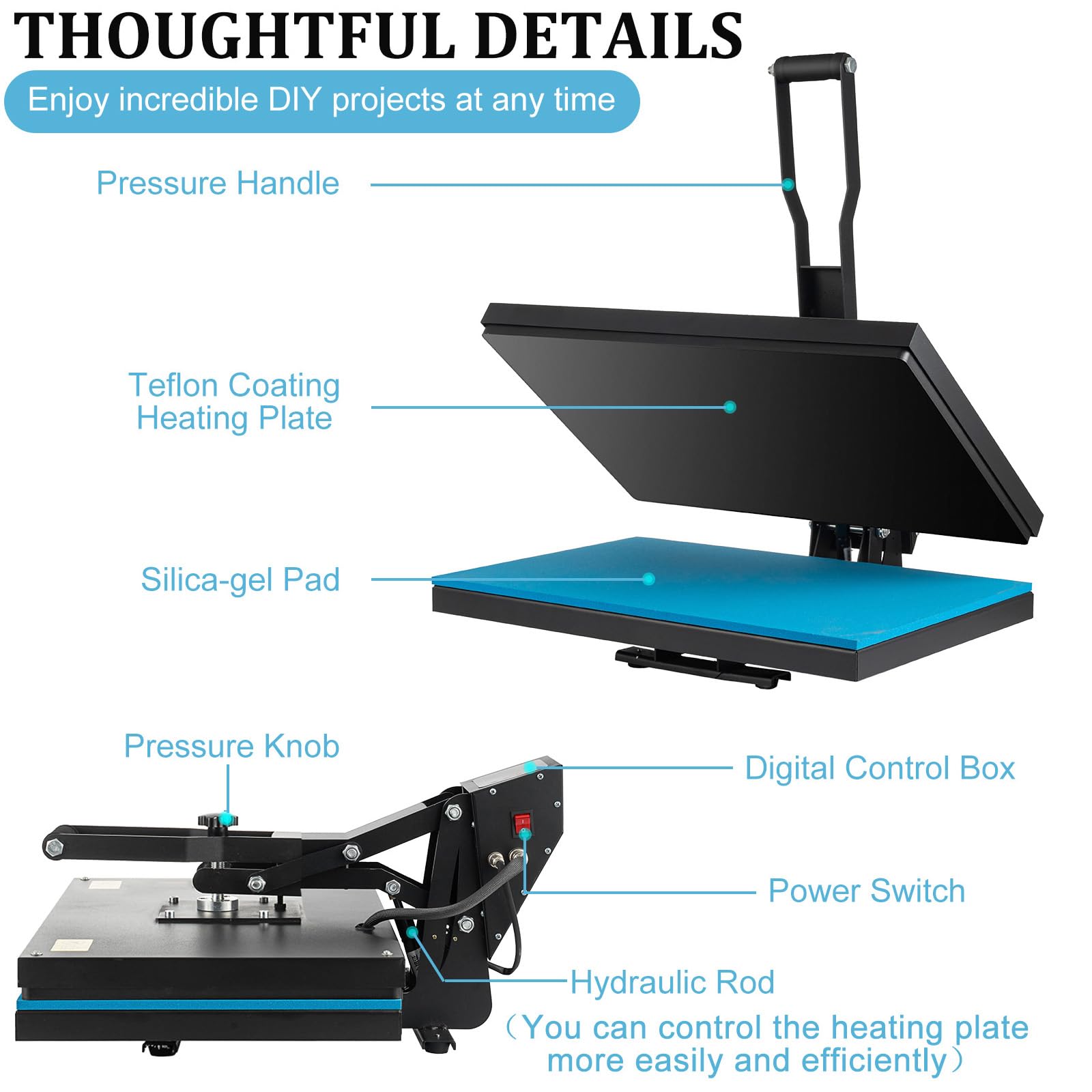 16x24 Inch Heat Press Machine 1800W - High Pressure Clamshell T-Shirt Heat Transfer Machine with Digital Control | Perfect for Custom T-Shirts, Hoodies, Mugs & DIY Crafts