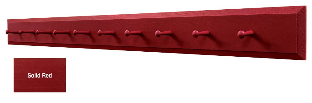 Sawdust City 5' Long Solid Red Wooden Wall Coat Pegs - Durable Hooks for Coats, Hats & Bags - Perfect for Entryway, Mudroom & Bedroom Organization