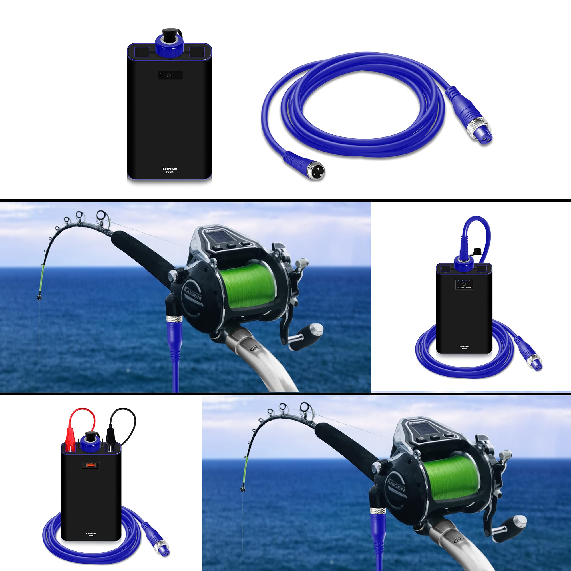 BatPower ProK Electric Fishing Reel Battery & Charger for Banax Kaigen 7000 1500 1000 500 300 150 - High Performance Replacement Battery for Saltwater & Freshwater Fishing - Perfect for Deep Sea Fishing, Trolling, and Offshore Angling