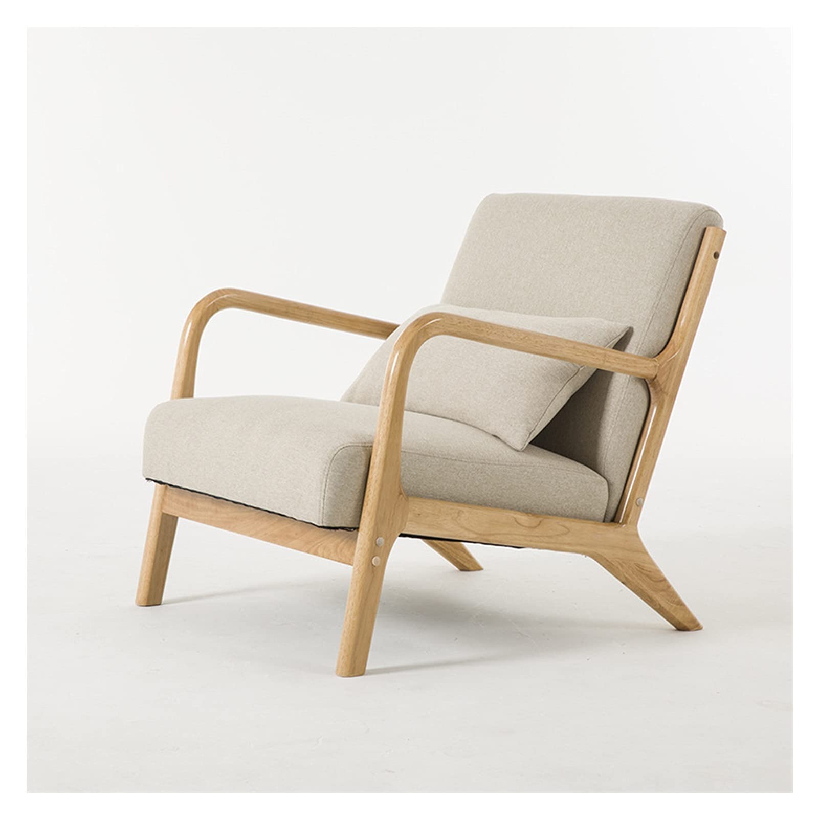 Modern Fabric Accent Chair - Upholstered Armchair with Solid Wood Legs for Bedroom, Living Room, Balcony & Garden | Nordic Style Comfortable Seating for Home Decor