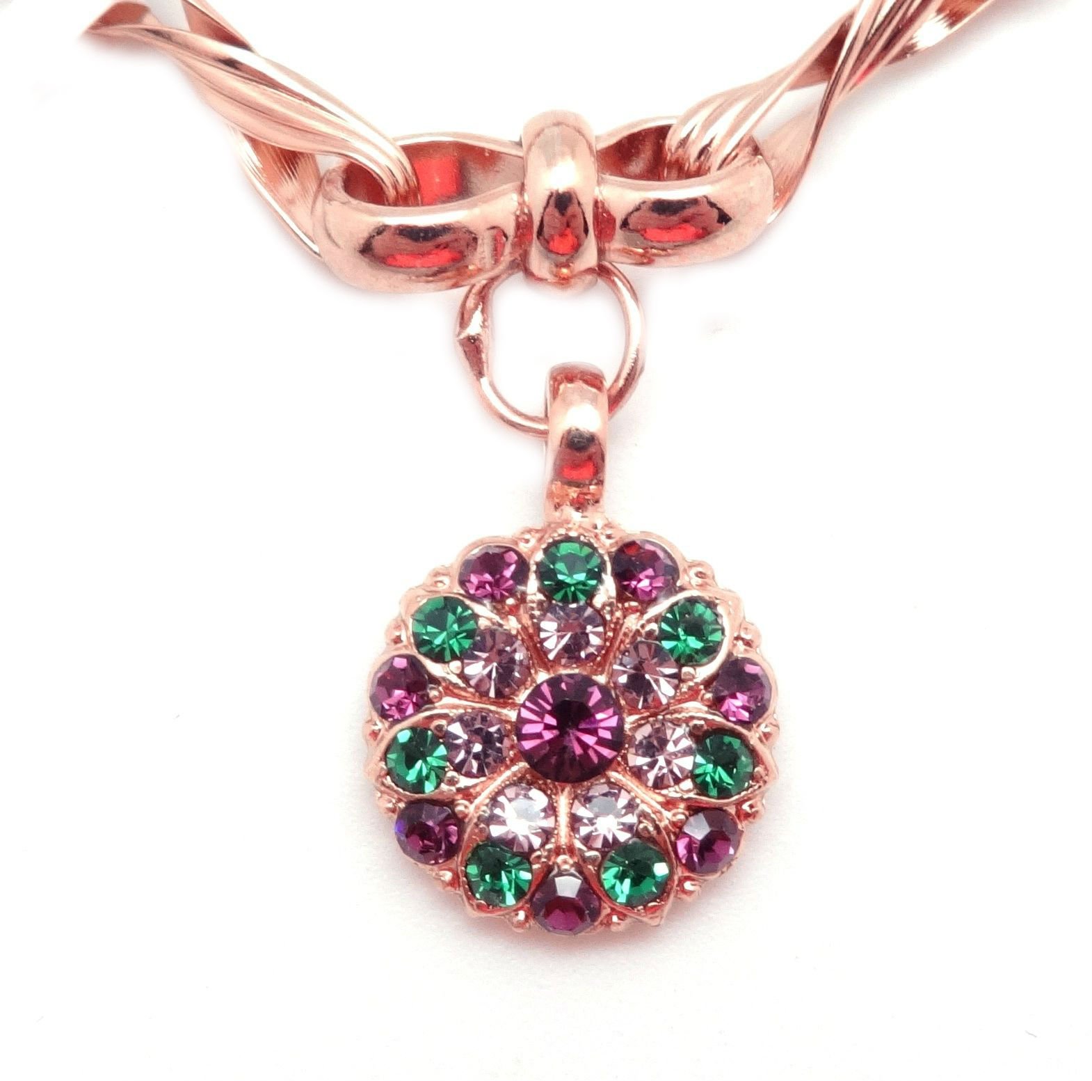 Mariana Tigris Rose Gold Guardian Angel Bracelet with Dark Purple & Green Crystals - Elegant Jewelry for Women, Gift for Her, Spiritual Protection, Everyday Wear & Special Occasions
