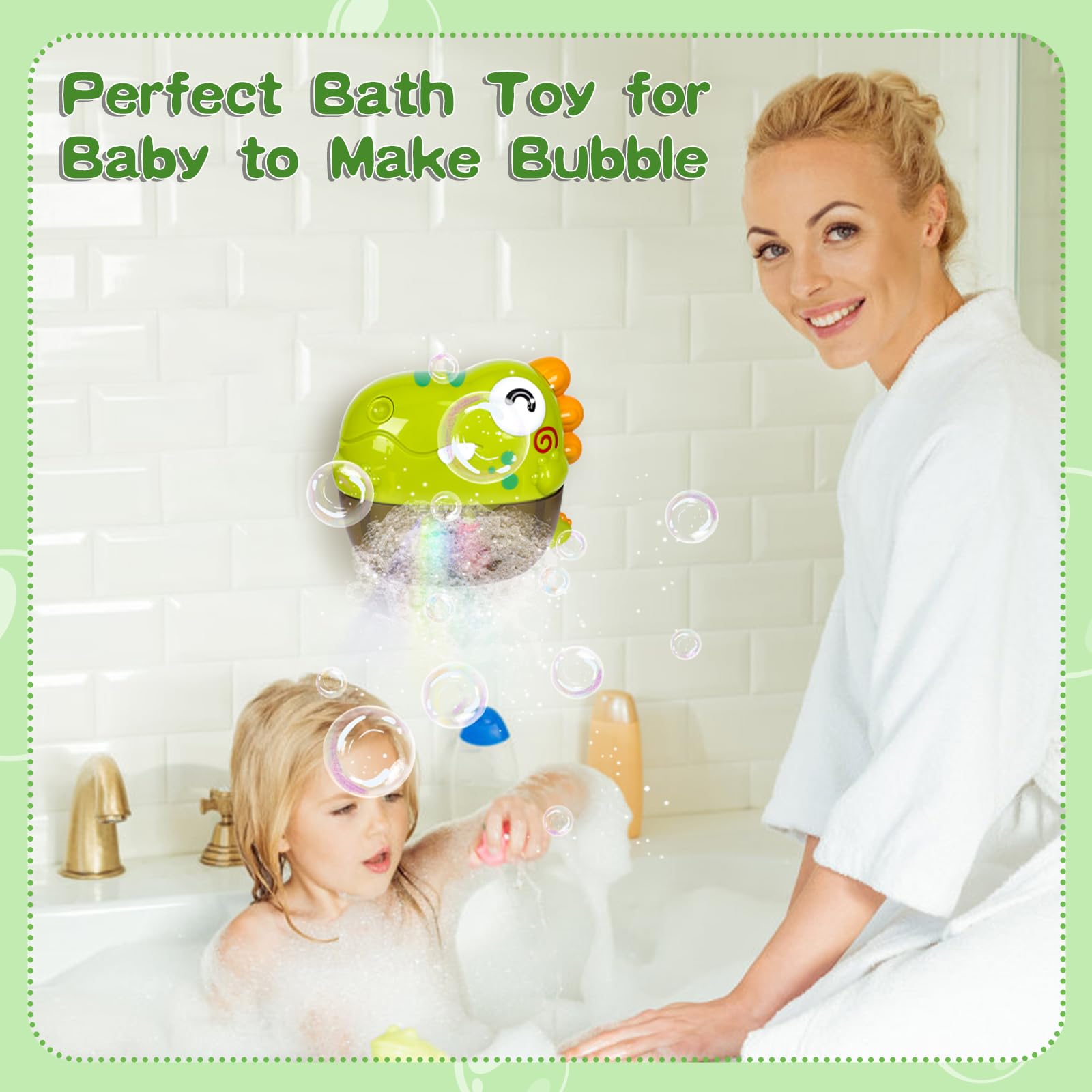 Dinosaur Bath Bubble Maker Toy for Toddlers 1-3 Years - Waterproof Musical Bath Toy for Baby Shower Play