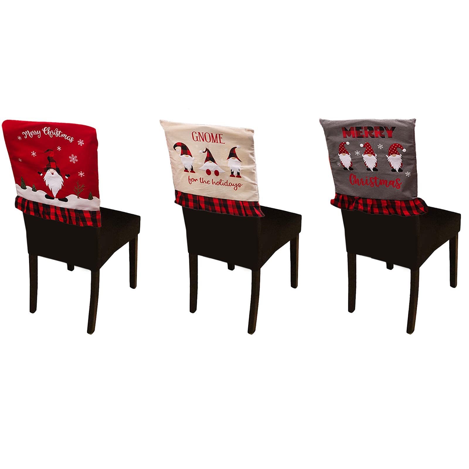 Santa Claus Printed Christmas Chair Covers Set - Xmas Rudolph Goblin Slipcovers for Dining Chairs, Indoor Holiday Home Decor (Beige) | Perfect for Christmas Parties, Family Gatherings & Festive Home Styling