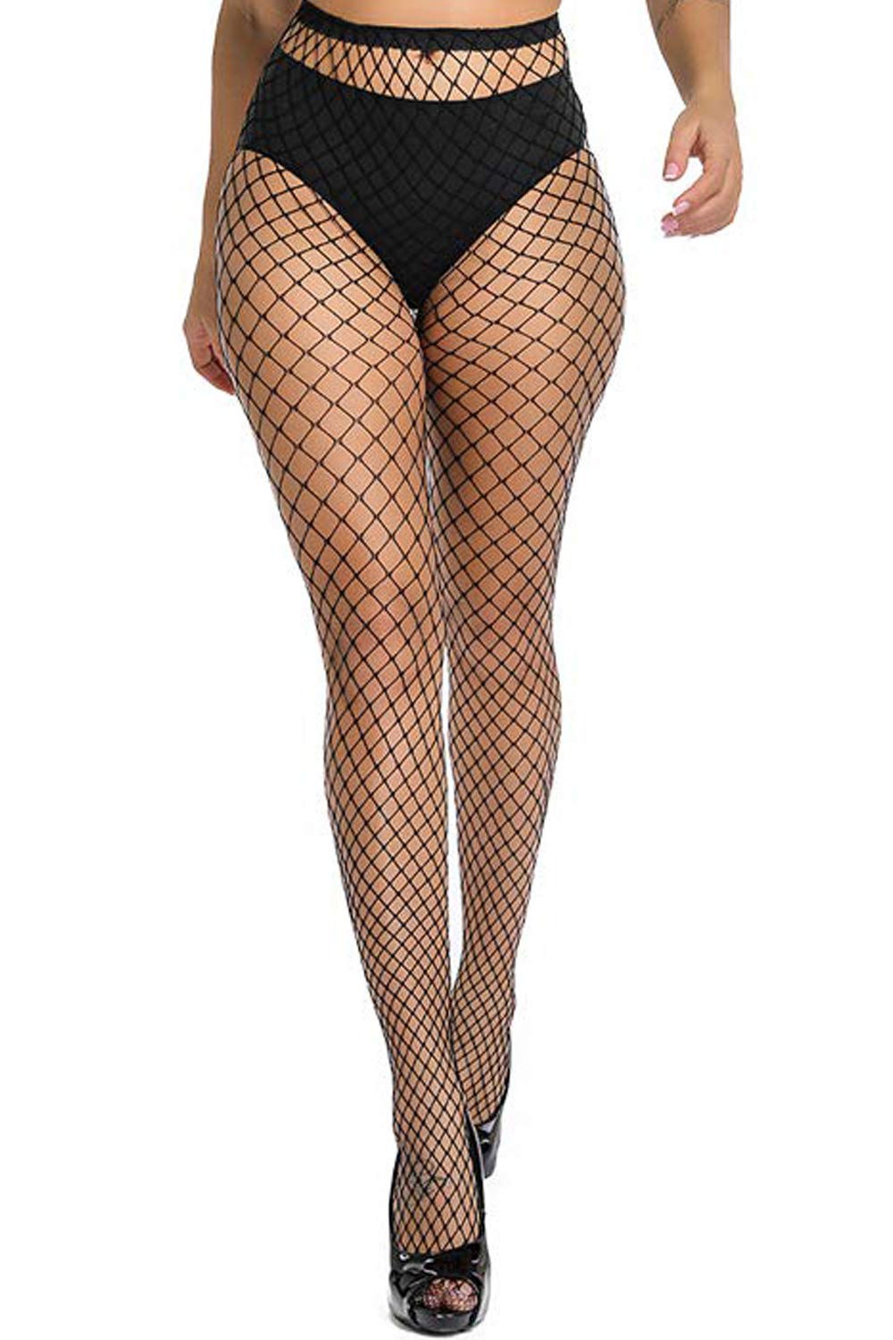 Confonze Women's Fishnet Stockings - High Waist Sexy Sheer Mesh Pantyhose for Party, Cosplay & Night Out
