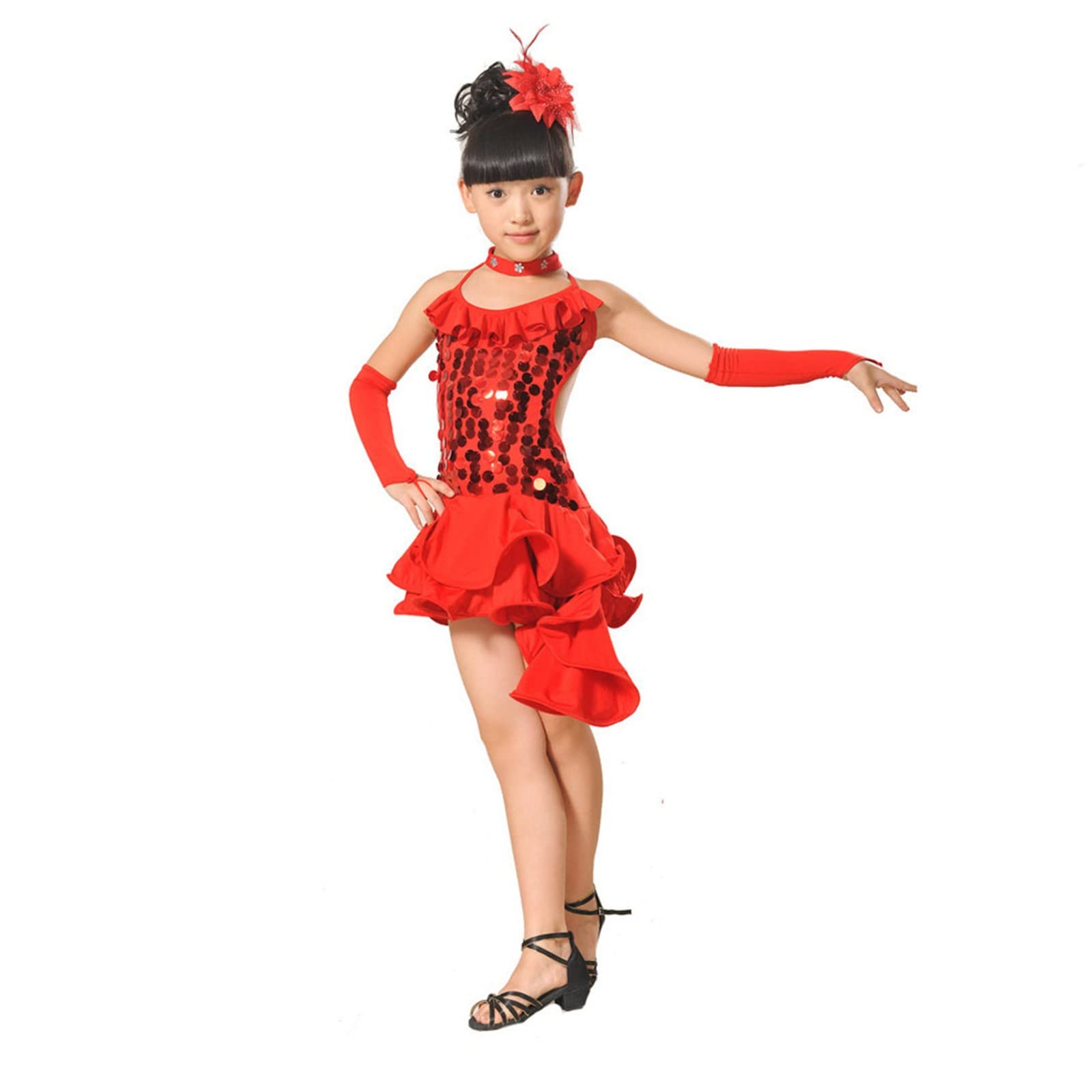 Girls Latin Ballet Dress - Elegant Ballroom Dance Costume for Kids, Party & Performance | Slim Fit Solid Color Skirt for Ballet, Competition & Recital